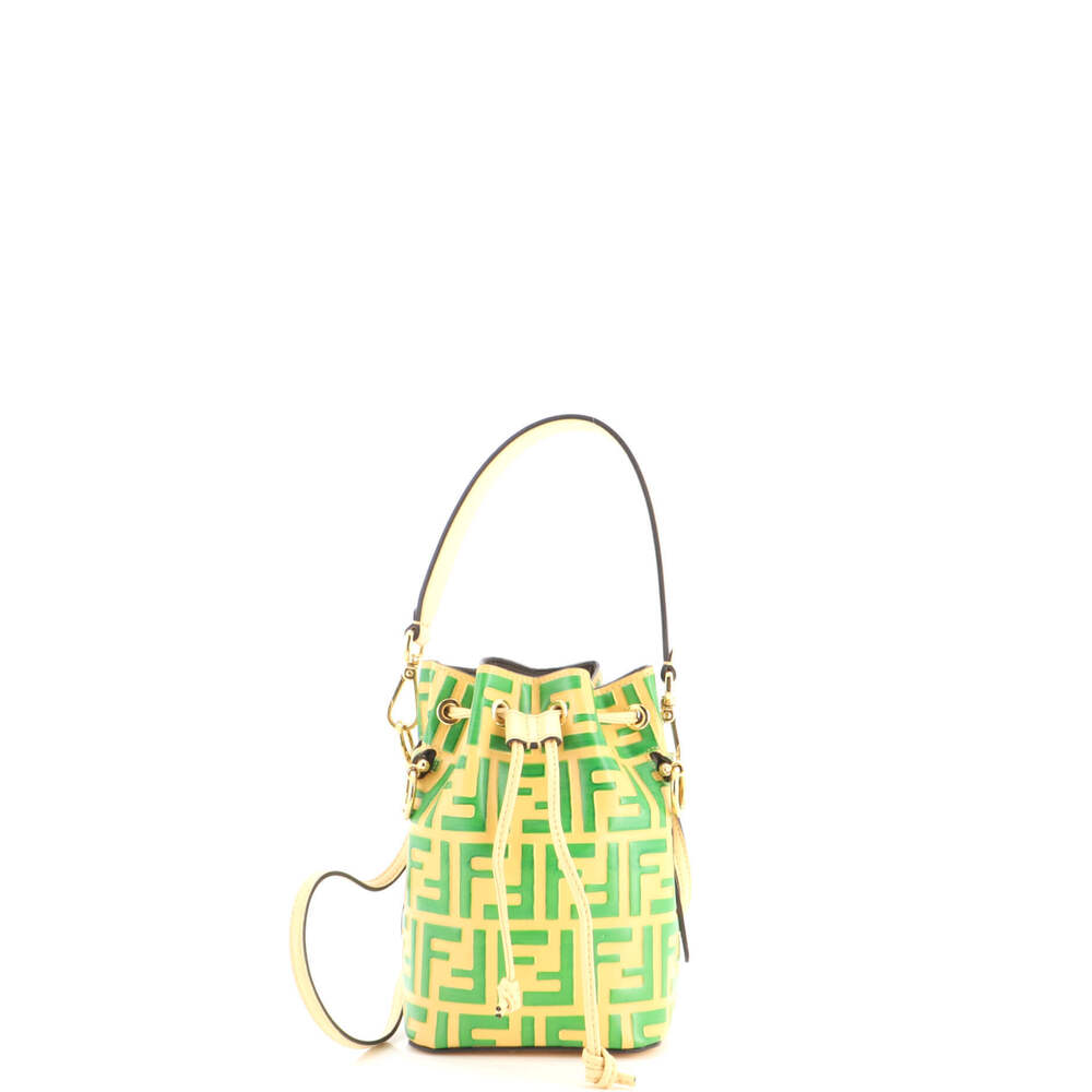 Fendi Mini Mon Tresor Bucket Bag Zucca Embossed Leather